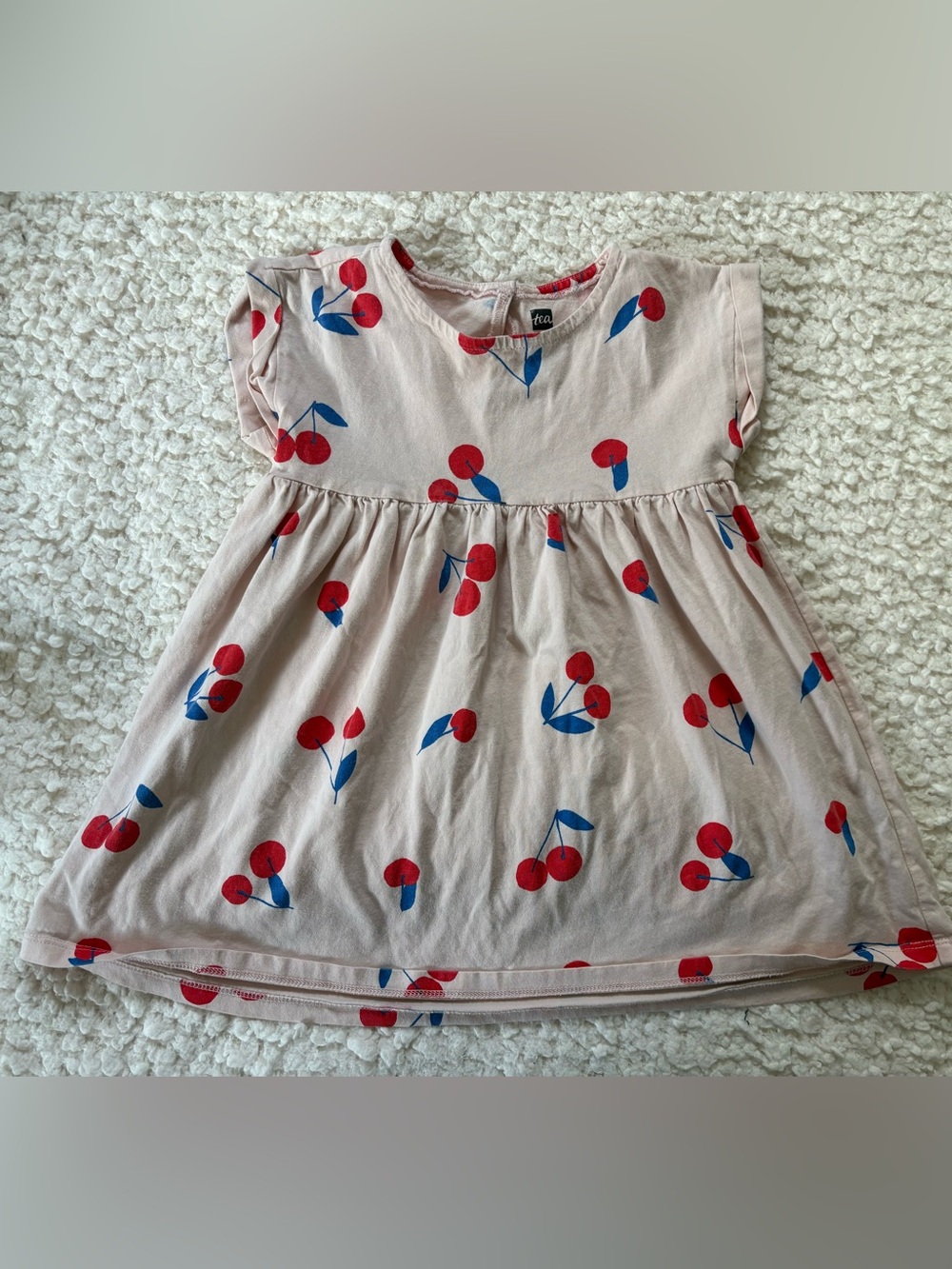 Tea Collection Cherry Print Dress Size 3 – Pink Short Sleeve Cotton Dress